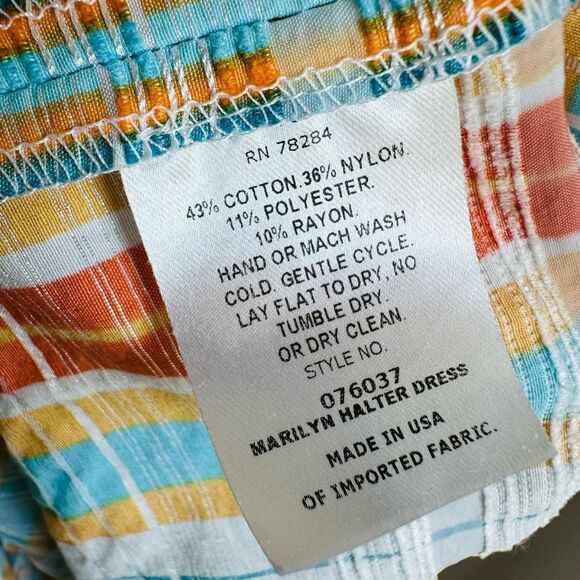 Vintage Finley Marilyn Halter Dress – Blue Orange Plaid – Size 10 – Open Back - Picture 8 of 12